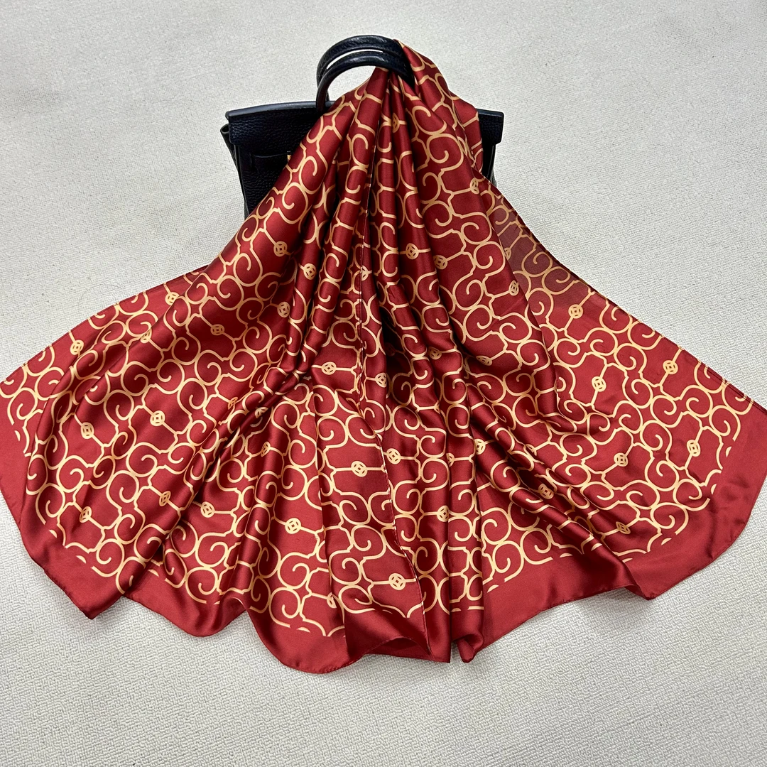 1-694【祥云纹】 丽景缎时尚气质大方丝巾长巾90x180左右