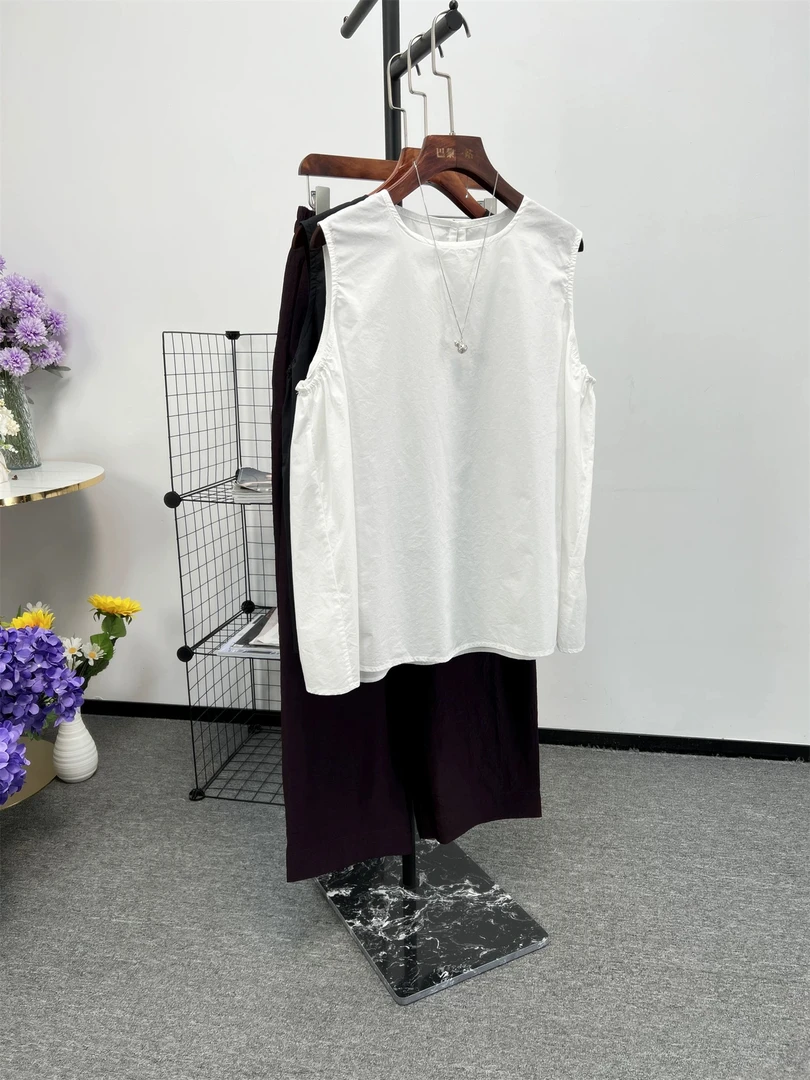 巴黎一站 日系！ 巨显瘦，气质款，G支棉无袖a字版型宽松衬衫女