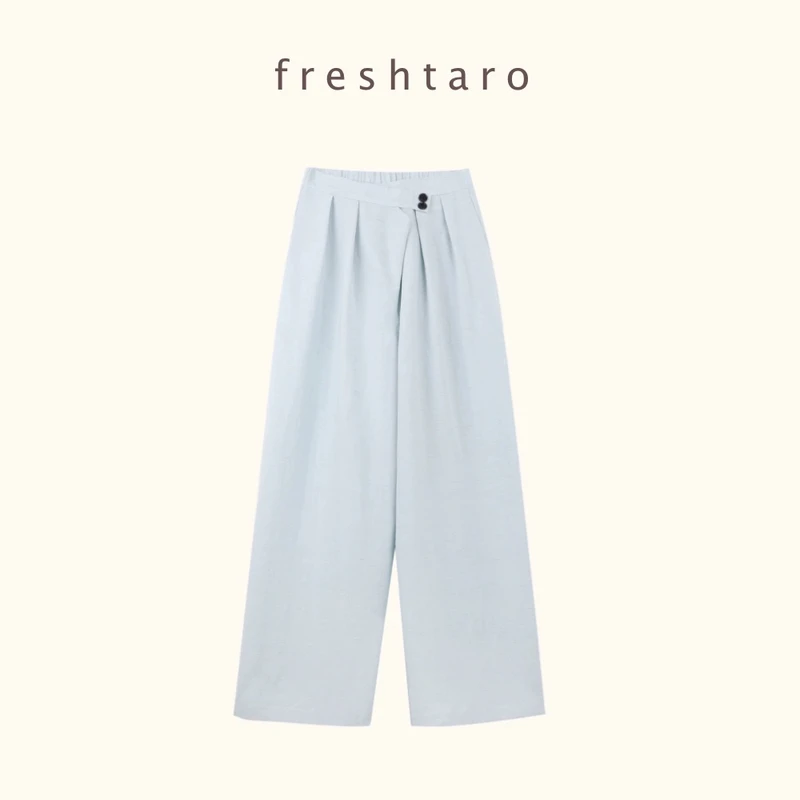 freshtaro 天丝亚麻 薄荷蓝绿凉感自在好穿休闲裤