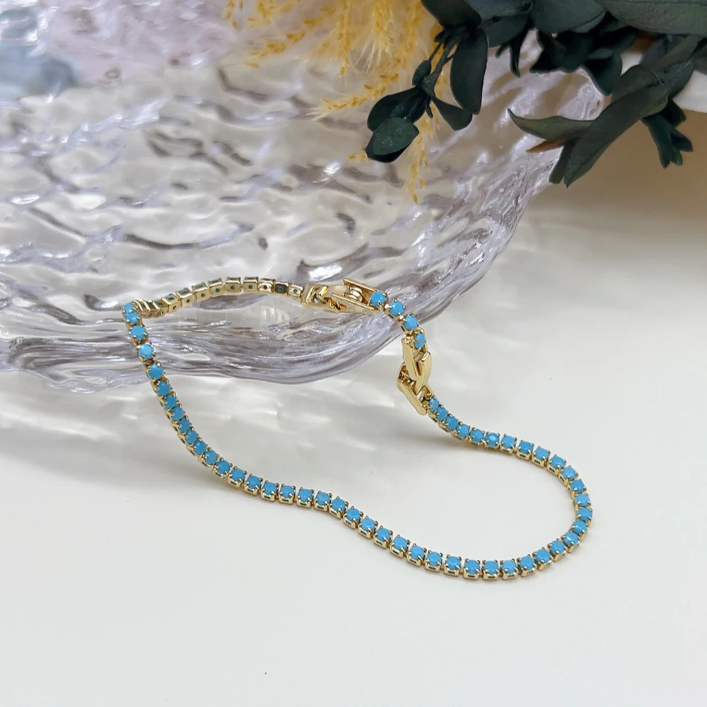 铜合金仿水晶手链 03470 好啊商店 双扣手链-蓝色 长度20cm左右