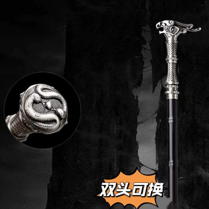 龙泉刀剑 拐杖剑登山杖双头可换金属高锰钢工艺品摆件未开刃