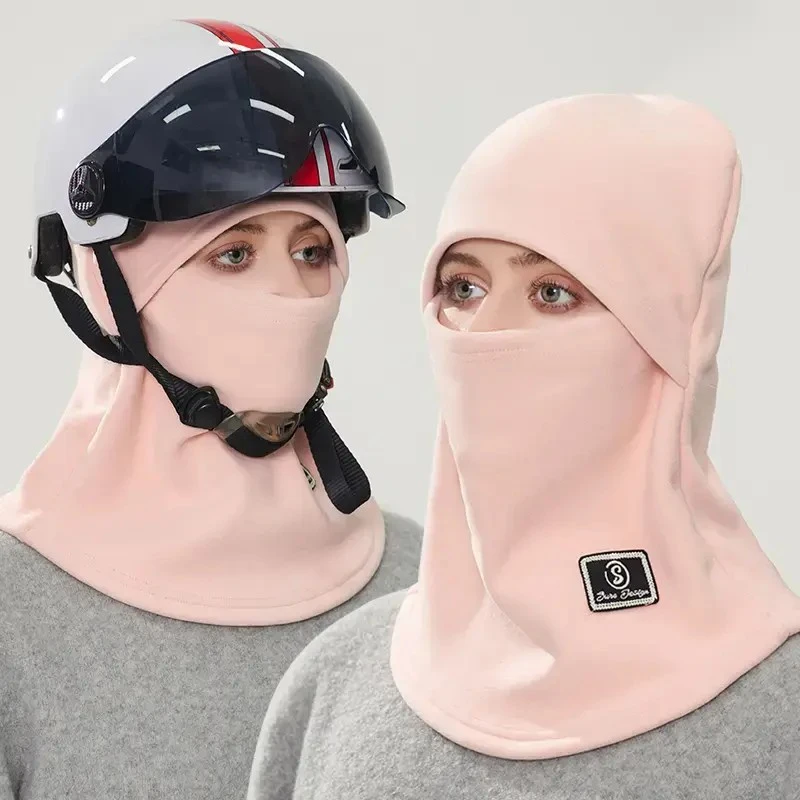 骑车面罩围脖一体帽子男女冬季套头盔内胆帽抓绒保暖护耳防寒围脖商品图