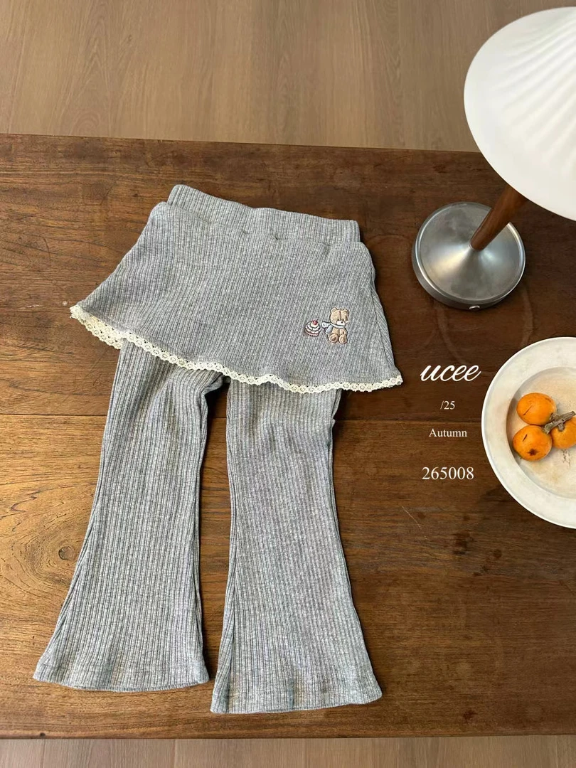 女童灰色卡通微喇打底裤（YX-265008-秋A）汉服