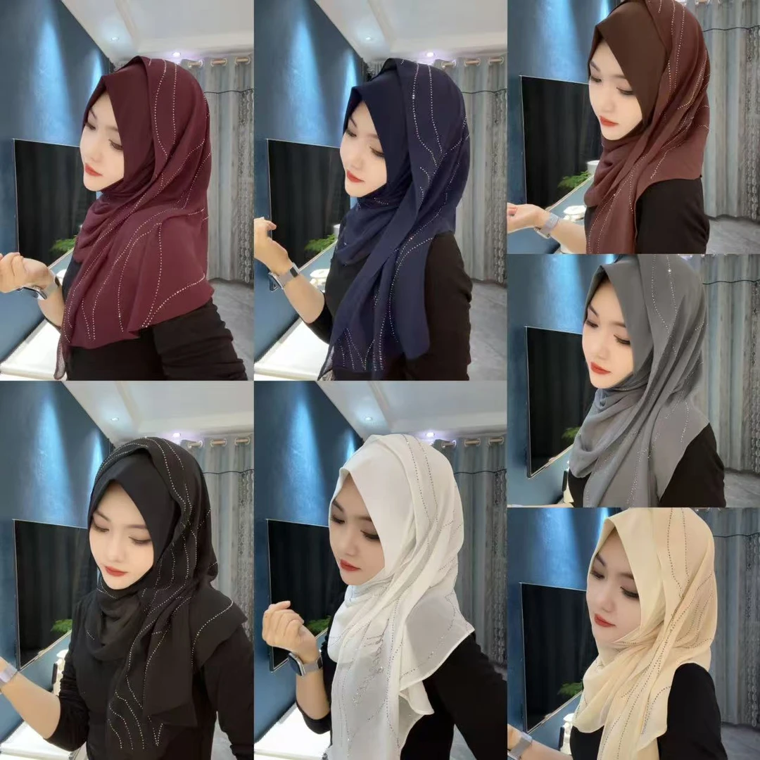 精品升级重工水波纹烫钻绕巾