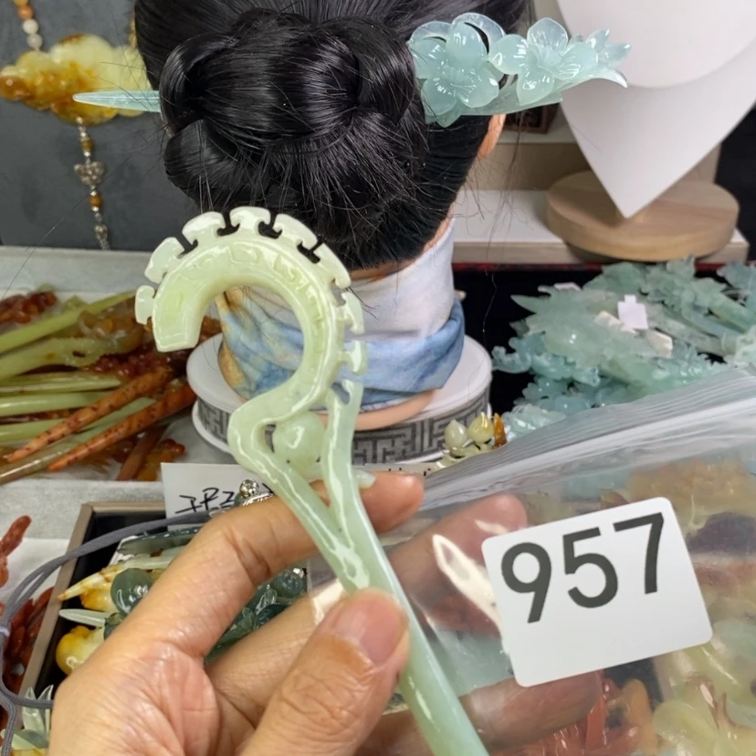 【闪购商品】岫玉发饰未镶嵌霜