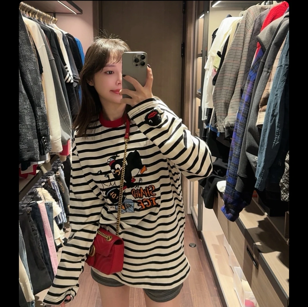 （直播）BETTER JOELAY-【呆萌企鹅】百搭条纹长袖T恤休闲风KH1775