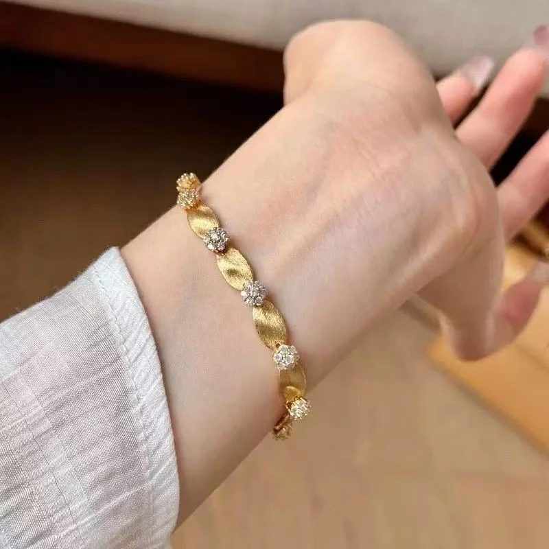 铜合金合成锆石手链 拉丝百搭时尚设计款手链-3047