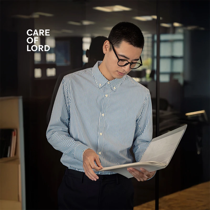 CARE OF LORD丨剑桥丨领航员春秋季男士通勤休闲条纹衬衫366301