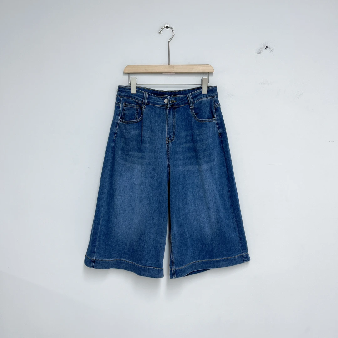 S506女装牛仔裤蓝色直筒休闲百搭夏季薄款牛仔短裤