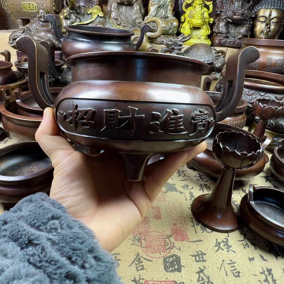 铜香炉烧香炉家用供奉佛像炉