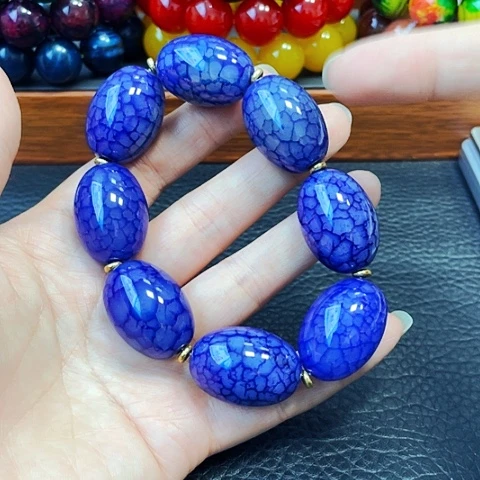 玛瑙/玉髓手链未镶嵌青花蓝龙2030