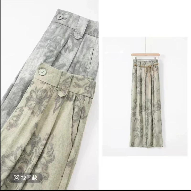 【现货+运费险】夏季墨染亚麻新中式复古薄款凉皱显瘦直筒裤