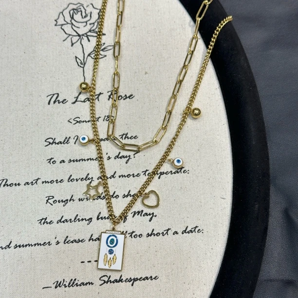 钛钢项链 GULUM 599 双层钛钢项链百搭欧美日常不掉色