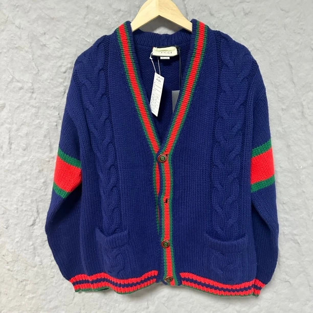 全新未使用 GUCCI/古驰 红绿撞色针织开衫 M码 md1276