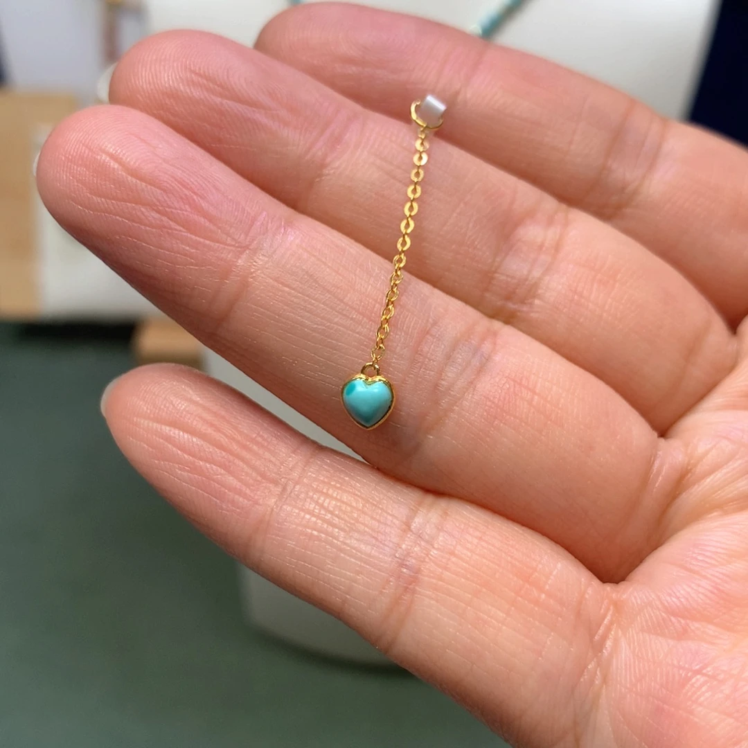 绿松石18K金镶嵌挂件