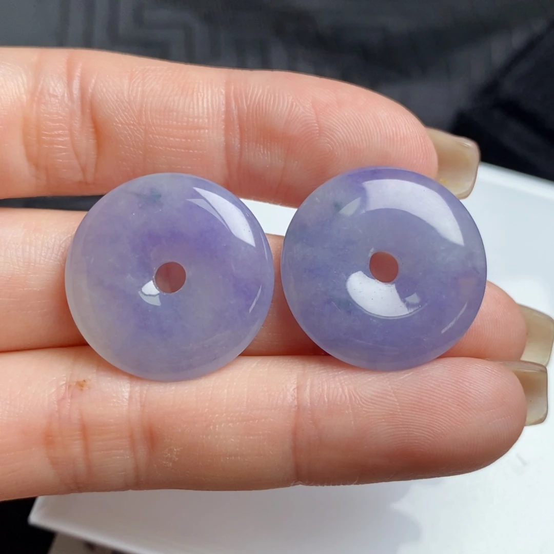翡翠未镶嵌耳饰紫平安扣