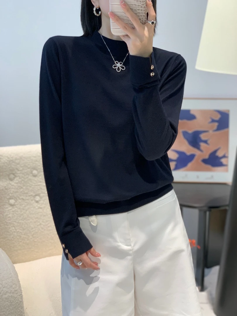 60支极细美丽诺羊毛休闲风秋冬春季瑞丽风半高领打底羊毛衫2558