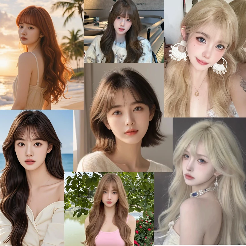 【刘海卷发系列】假发女刘海修颜减龄气质卷发仿真发丝整顶假发全头