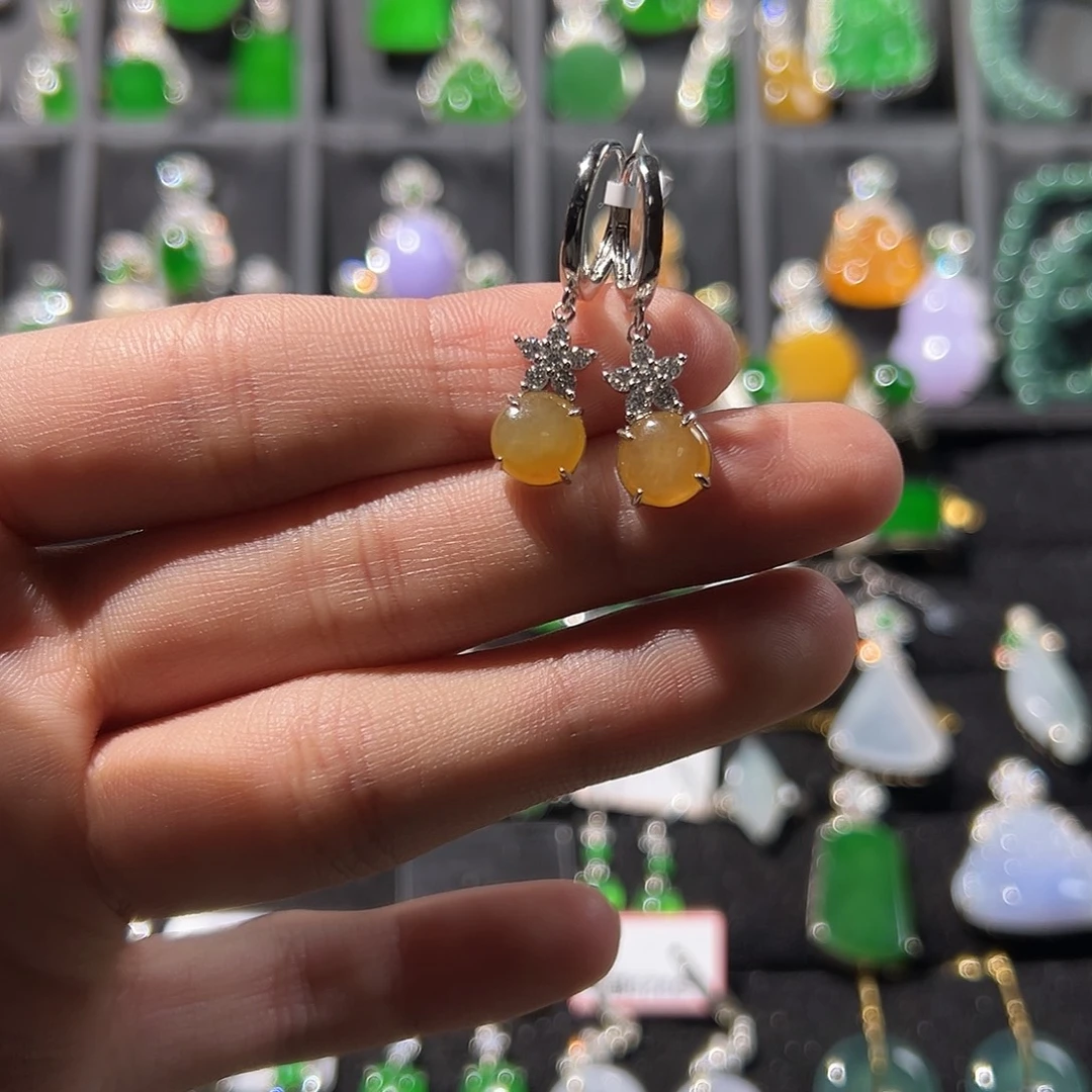 翡翠银S925镶嵌耳饰耳饰