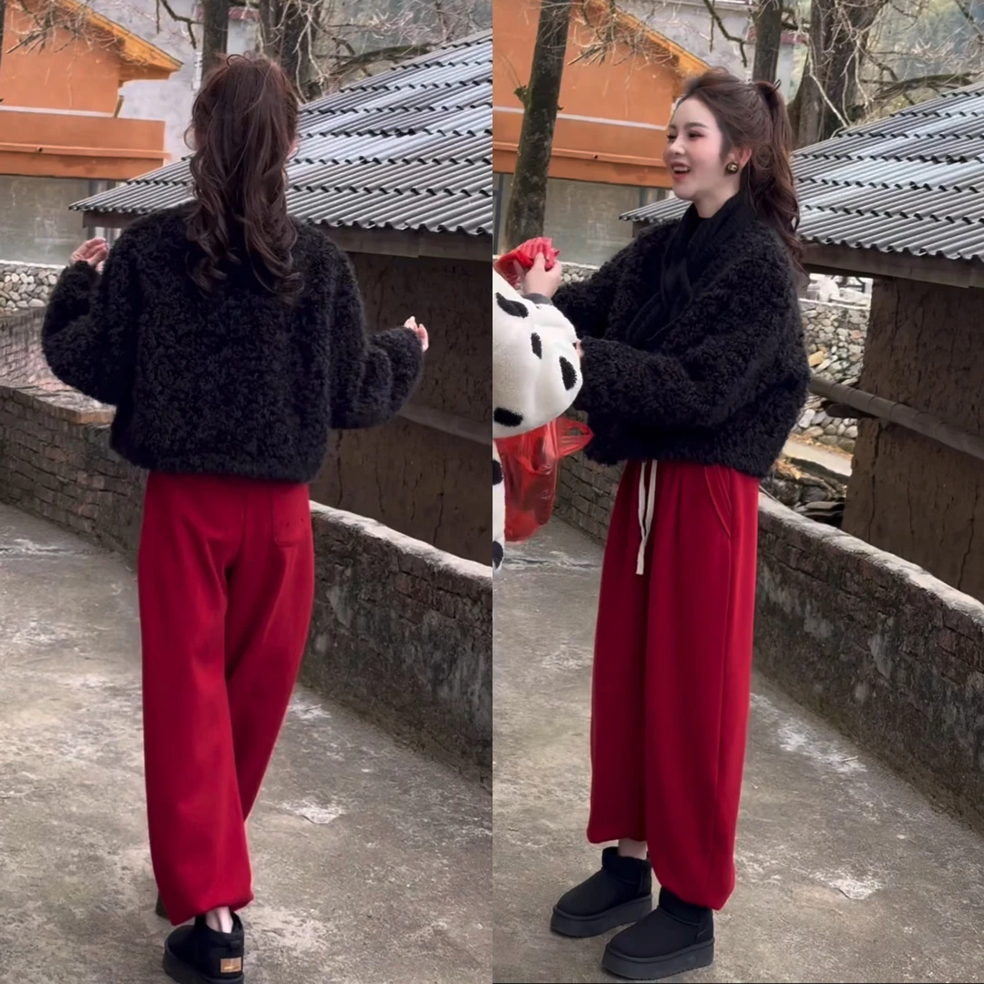 怦然心动~2025冬季新款卷卷羊羔毛时尚短款外套
