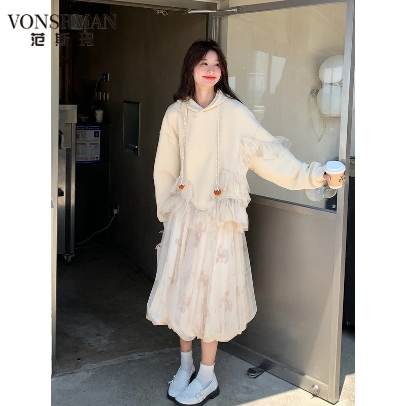 2025新款时尚好看气质休闲显瘦高级感韩系甜美减龄连帽卫衣半身裙