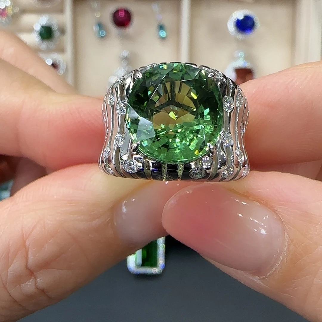 碧玺18K金镶嵌戒指7.38ct