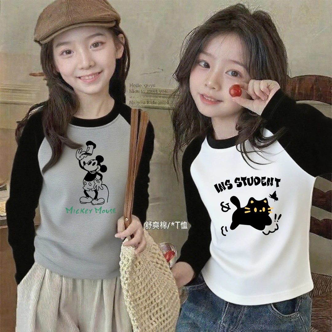 儿童卡通纯棉长袖T恤春秋装2025新款男女童休闲韩版圆领打底衫
