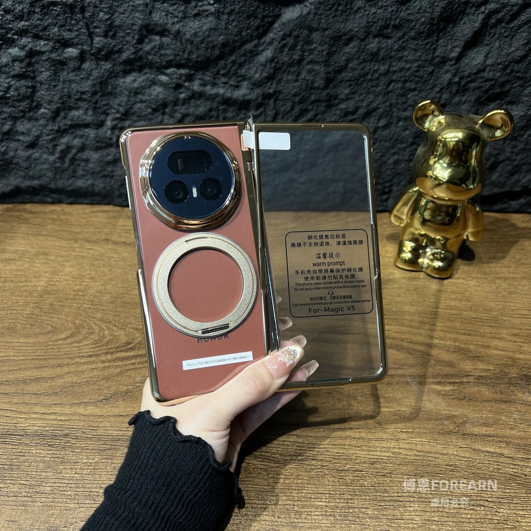 适用于荣耀magicv5手机壳v5旋转支架透明磁吸折叠屏保护套壳膜
