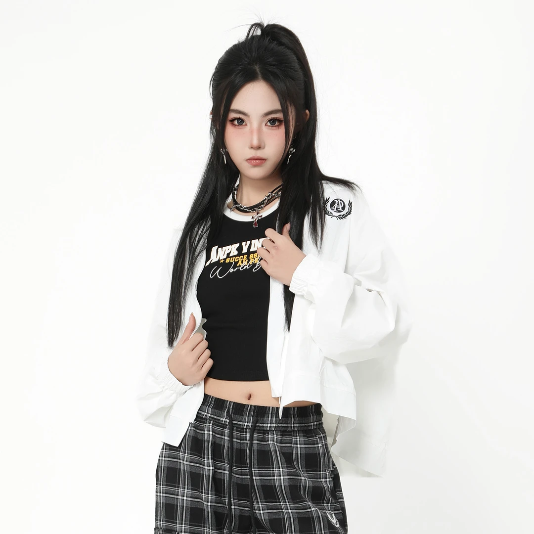 ANPK美式复古防晒夹克女夏梭织休闲短款潮流女装百搭A5F18C5277