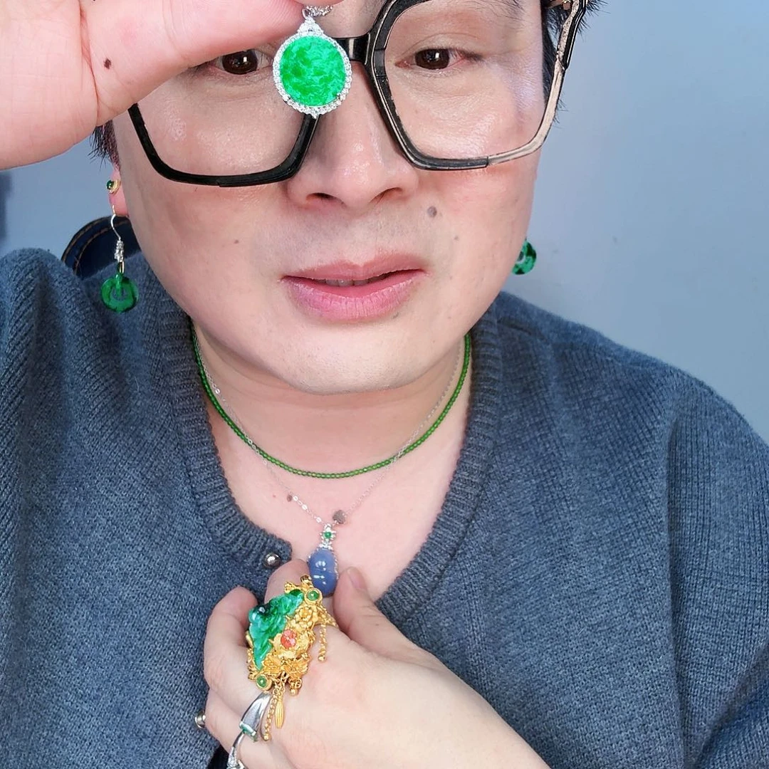 翡翠颈饰银S925镶嵌一个