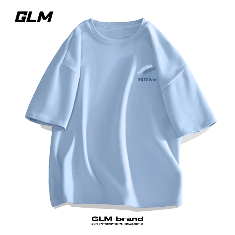 GLM简约短袖t恤男款夏季多巴胺穿搭显瘦纯棉圆领半袖男生宽松上衣