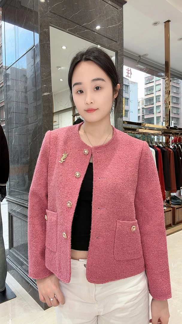 秋冬新款白色高级感2025气质上衣宽松短款小香风外套女9838