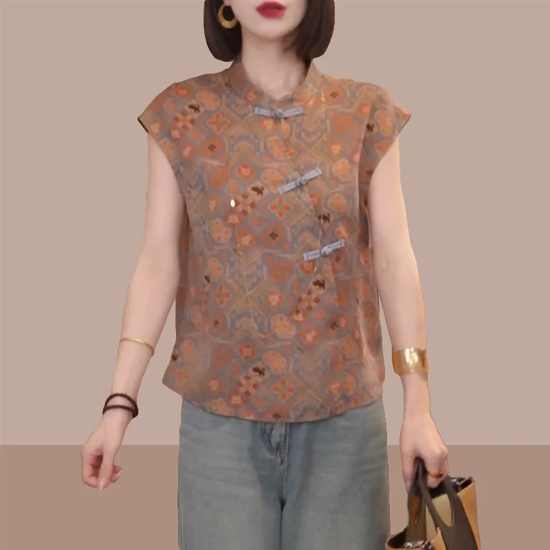 国风提花新中式短袖衬衫2025夏季新款流行时尚女装高级感上衣