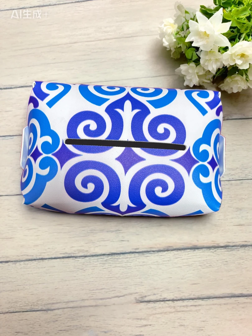 欧式防锈塑压免打孔式防水纸巾盒复古收纳盒纸抽创意  蓝色