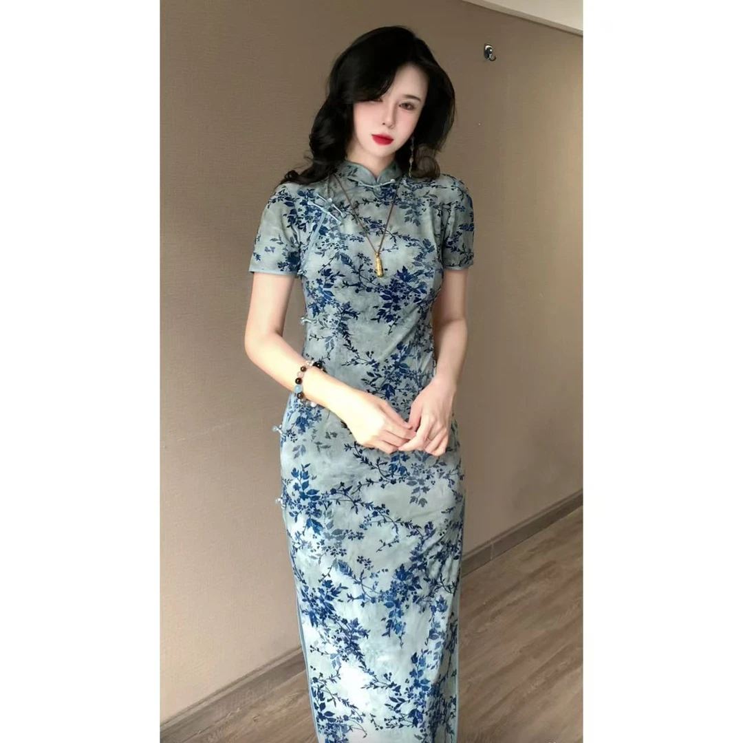 【溪月】玉簪记旗袍新中式夏季薄款单层显瘦气质高级感旗袍衣长125