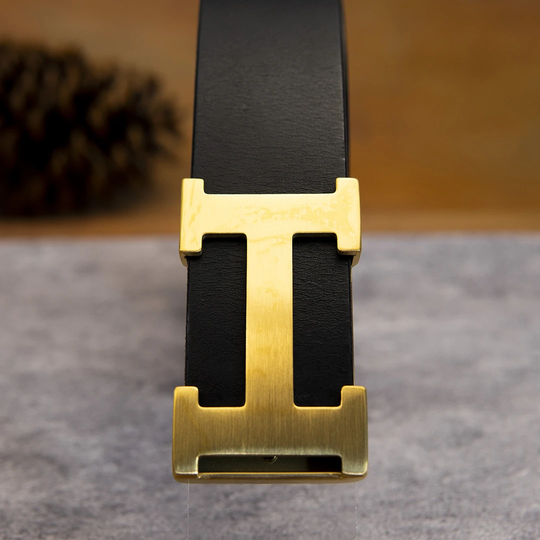 Q014[头层意大利植鞣革】高档针扣百搭男士皮带商务百搭裤带