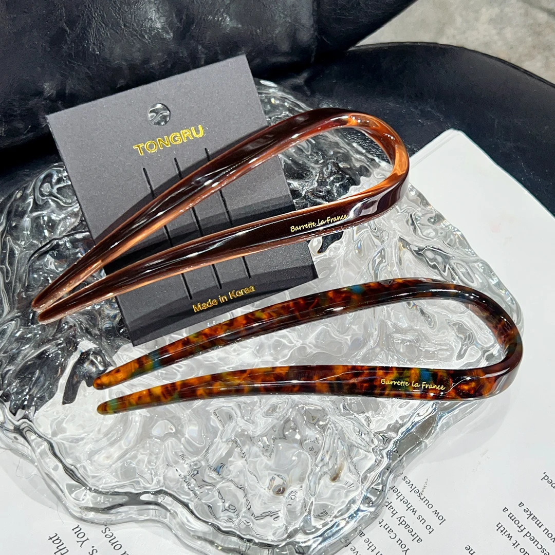 韩国进口醋酸新中式u形发簪现代头饰高端百搭发饰气质网红饰品ins