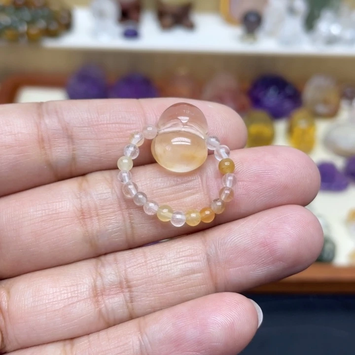 烟晶戒指未镶嵌兔毛戒指