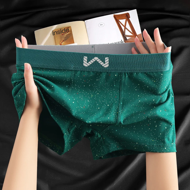 新款星点男士内裤潮流时尚运动男款平角裤棉质舒适透气男生四角裤