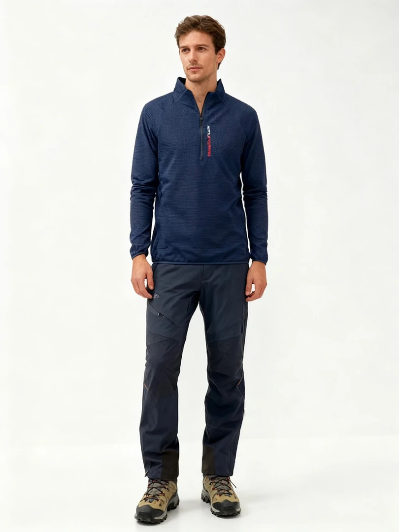 都市机能风保暖立领半拉链运动玉米格抓绒衣长袖T恤 Q260