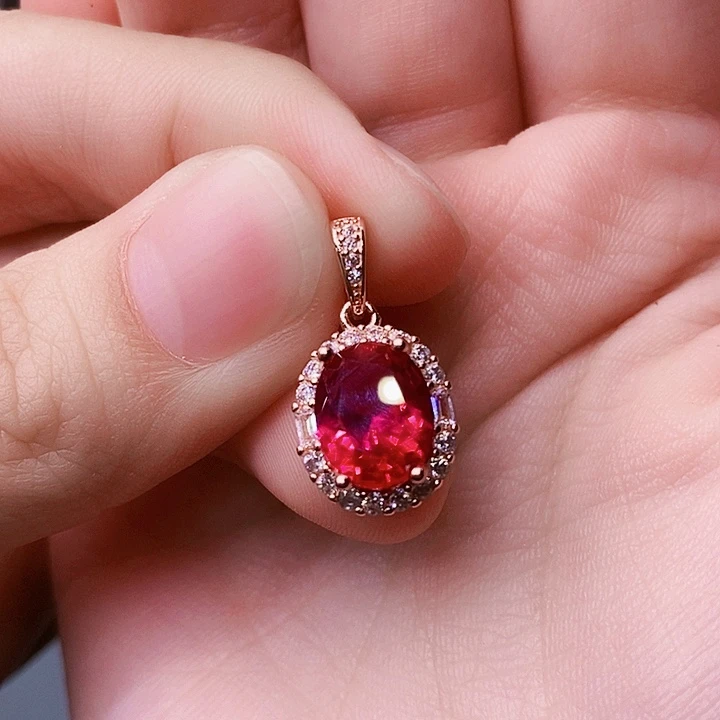 吊坠(赠链)红宝石银S925镶嵌