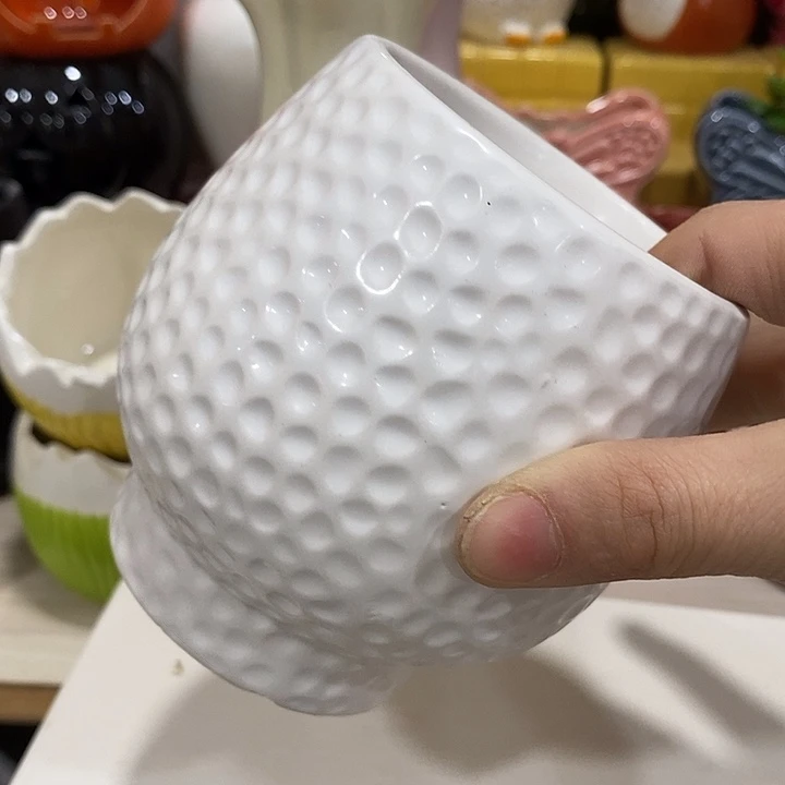 陶摆件陶盆有孔 瑕疵针孔漏釉介意勿拍外口 8外高10