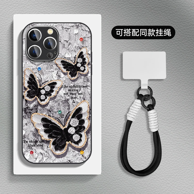 适用于苹果16华为OPPO小米VIVO时尚简约金属漆小羊皮手机壳HA0432