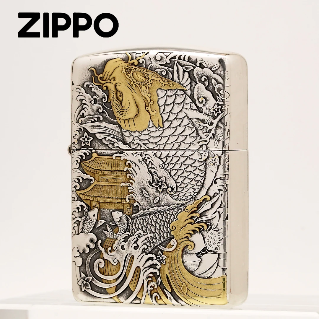 ZIPPO正品打火机/镀银鎏金系列【鱼跃龙门】 DY9918FD