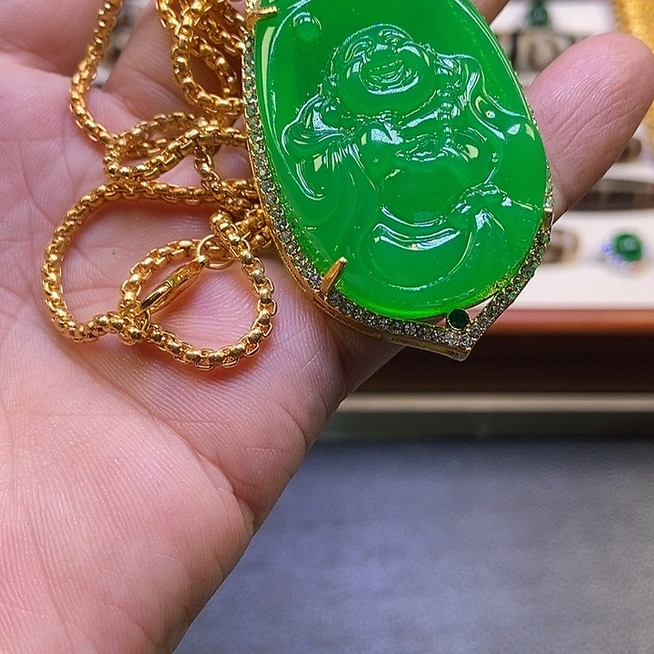 玛瑙/玉髓合金颈饰南非极光绿