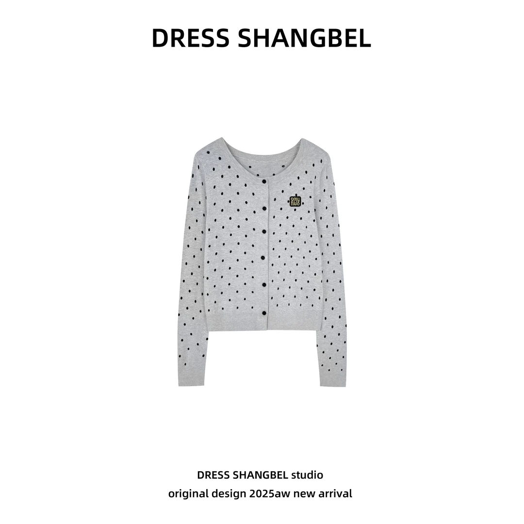DRESS 2025新款C5波点气质时尚休闲百搭针织衫女老钱风长袖5906H