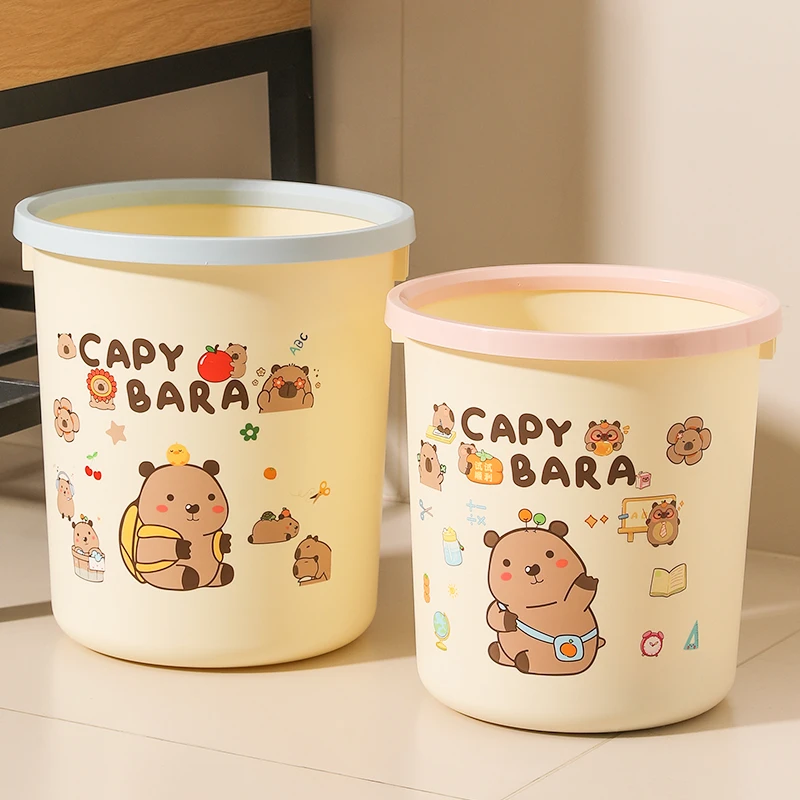 奶油风垃圾桶压圈家用大号高颜值厨房客厅厕所卫生间简约卧室纸篓