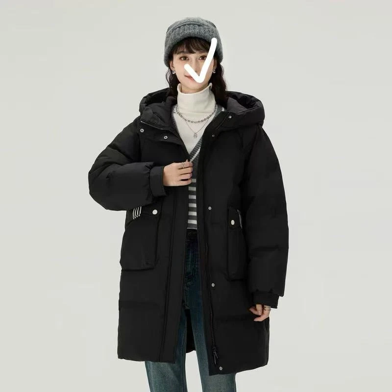 2024新款简约拼色口袋条纹设计羽绒服外套C528