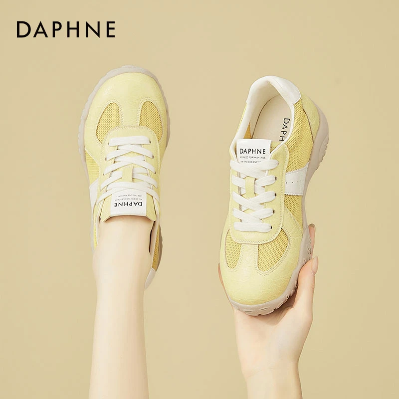 达芙妮厚底德训鞋女2025新款春夏网面运动休闲鞋内增高透气阿甘鞋