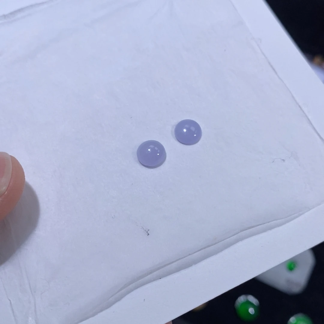 翡翠裸石冰紫蛋面1对